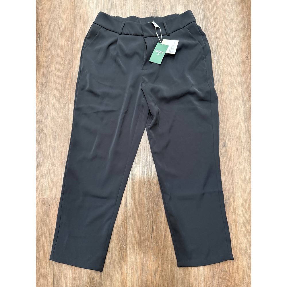 Halara‎ Womens Black High Waisted Pleated Dress Pants Elastic Back Size L NEW